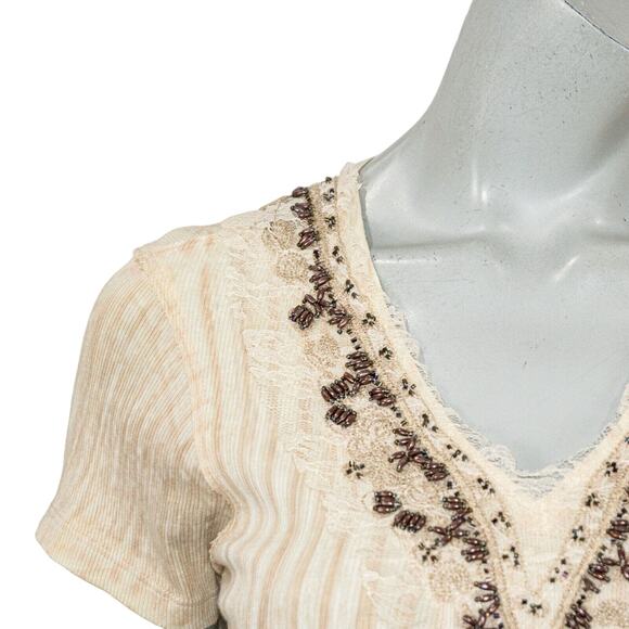 David Cline Embellished Vneck Tee Shirt Cotton Women's Large - Picture 8 of 8